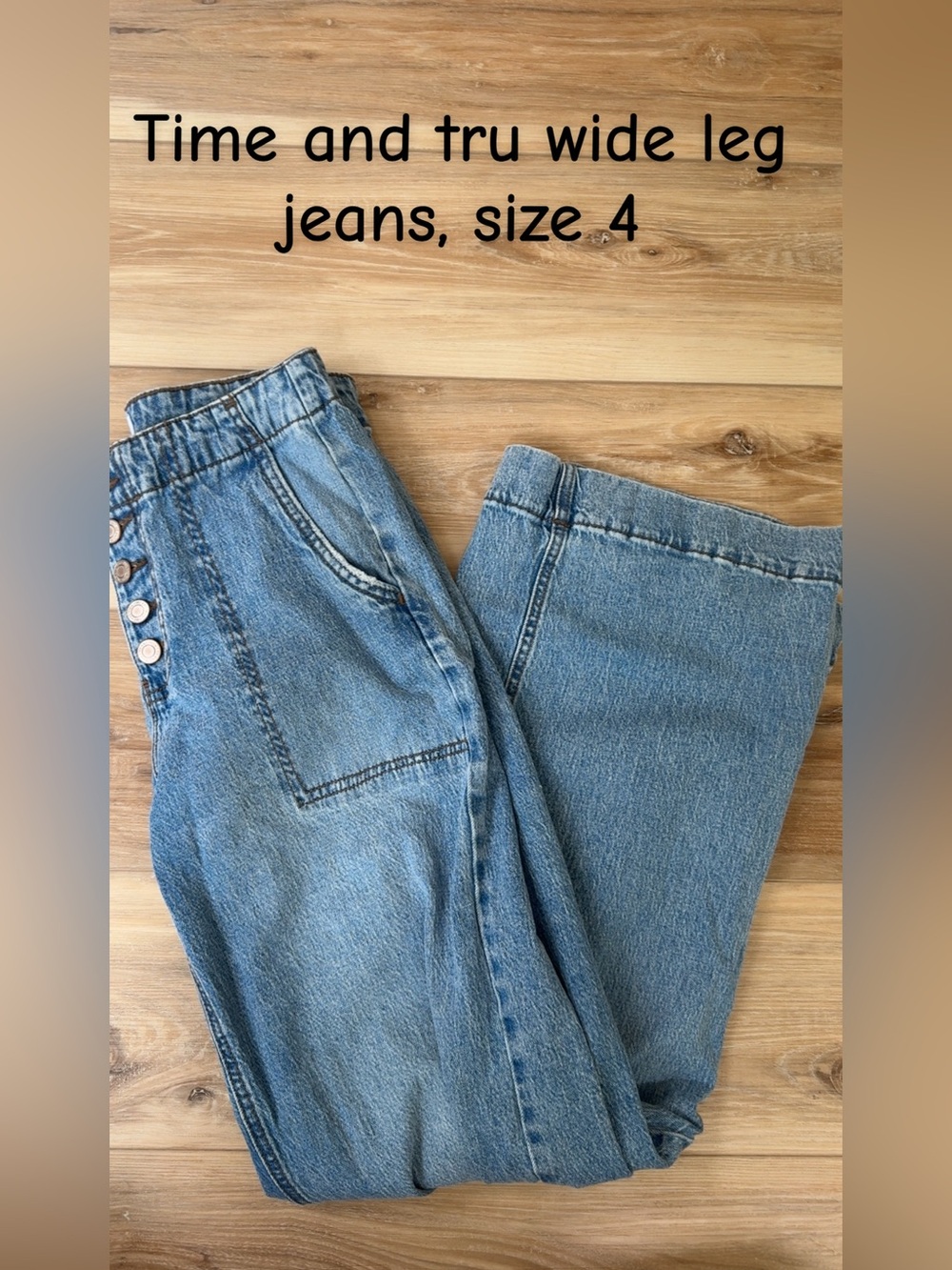 Time and Tru Wide Leg Jeans in Light Blue Denim